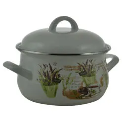 Oala emailata cu capac 1.8 L - Design Lavanda