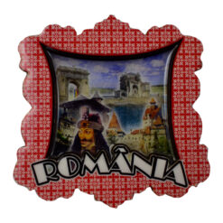 Magnet frigider din lemn si rasina Romania/Dracula 8 CM