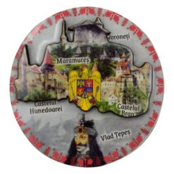 Magnet frigider din lemn si rasina Romania 9 CM