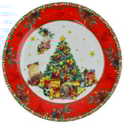 Set 6 farfurii intinse in cutie cadou - Design cu pom de Craciun