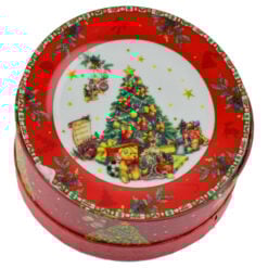 Set 6 farfurii intinse in cutie cadou - Design cu pom de Craciun