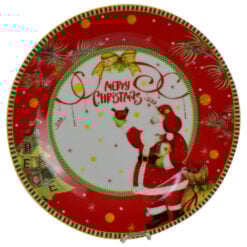 Set 6 farfurii intinse in cutie cadou - Design Craciun cu mesajul "Merry Christmas"