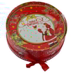 Set 6 farfurii intinse in cutie cadou - Design Craciun cu mesajul "Merry Christmas"