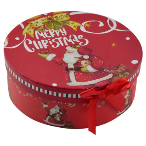 Set 6 farfurii intinse in cutie cadou - Design Craciun cu mesajul "Merry Christmas"