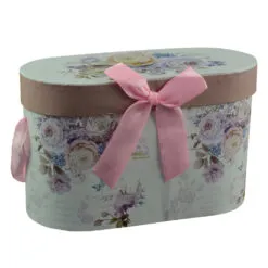 Set 2 cani realizate din ceramica in cutie cadou - Design cu trandafiri mov
