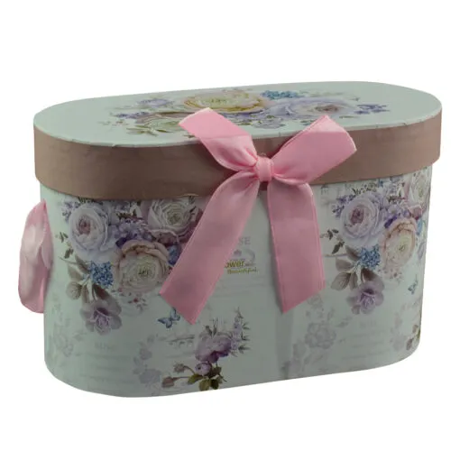 Set 2 cani realizate din ceramica in cutie cadou - Design cu trandafiri mov