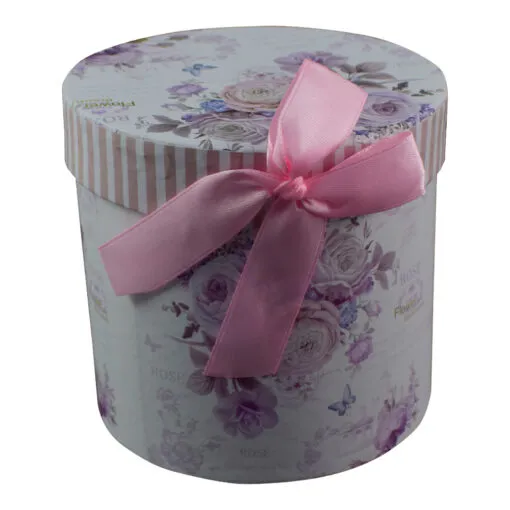 Cana realizata din ceramica in cutie cadou - Design cu trandafiri mov