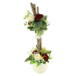 Aranjament floral in ghiveci cu crengi si flori artificiale 54 CM