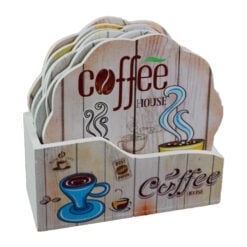 Set 6 suporturi cu carcasa pentru pahare - Design Coffee (Model 1)