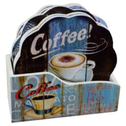 Set 6 suporturi cu carcasa pentru pahare - Design Coffee (Model 3)