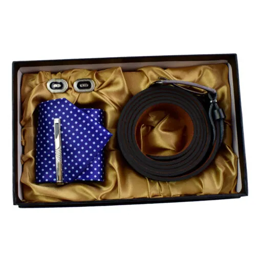Set cadou 4 piese pentru barbati - Cravata/Curea/Butoni manseta