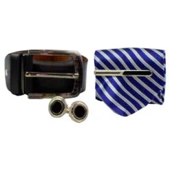 Set cadou 4 piese pentru barbati - Cravata/Curea/Butoni manseta