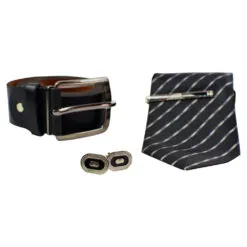 Set cadou 4 piese pentru barbati - Cravata/Curea/Butoni manseta