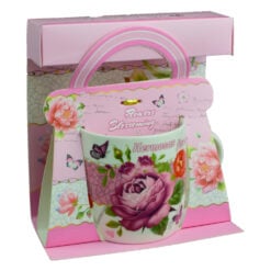 Cana realizata din ceramica in cutie - Design cu trandafiri - Diverse modele (Model 1)
