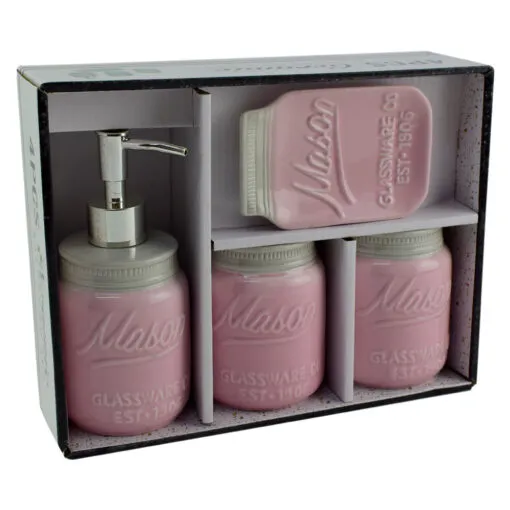 Set 4 accesorii pentru baie realizate din ceramica - Diverse culori (Model 1)