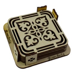 Set 6 suport pahare traforat in cutie - Design traditional cu frunze