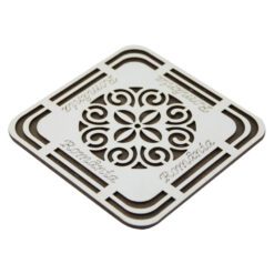 Suport realizat din lemn pentru oale - Design cu frunze si inscriptia "Romania" (Model 2)