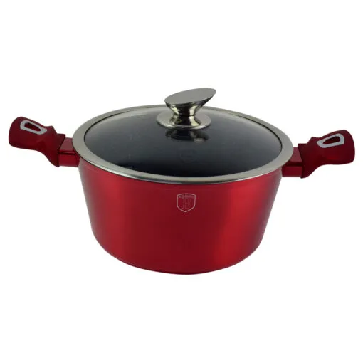 Oala Berlinger Haus 4.5 L din aluminiu turnat cu capac sticla  - Burgundy (Model 2)
