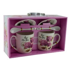 Set 2 cani cu accesorii realizate din ceramica - Design cu trandafiri si fluturi - Diverse modele