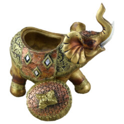 Caseta bijuterii elefant din rasina aurie 16 CM