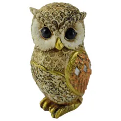 Figurina bufnita din rasina aurie 10 CM
