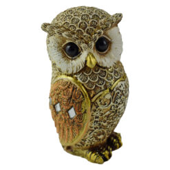 Figurina bufnita din rasina aurie 10 CM