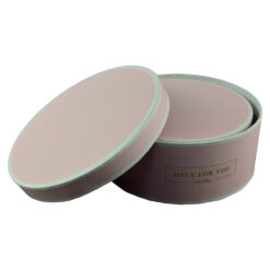 Set 3 cutii rotunde pentru cadouri - Roz - Design cu mesajul "Only for you"