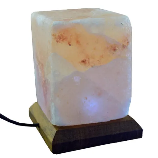 Lampa USB din cristale de sare in forma de cub