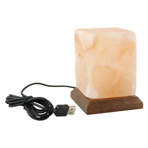 Lampa USB din cristale de sare in forma de cub