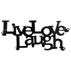 Suport pentru chei Live Love Laugh din metal negru 25x11 CM