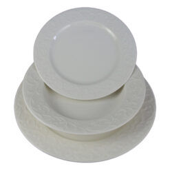 Serviciu masa 18 de bucati pentru 6 persoane din portelan alb Hemingway