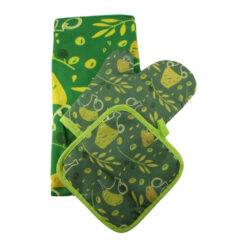 Set bucatarie din textil 3 piese Olive Manusa bucatarie/Suport oala/Servetel