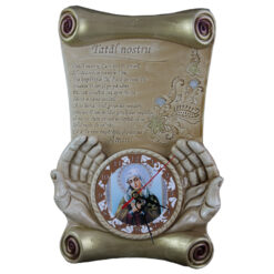 Placheta din ipsos cu ceas "Tatal nostru" 21x34 CM