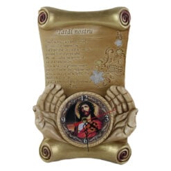 Placheta din ipsos cu ceas "Tatal nostru" 21x34 CM