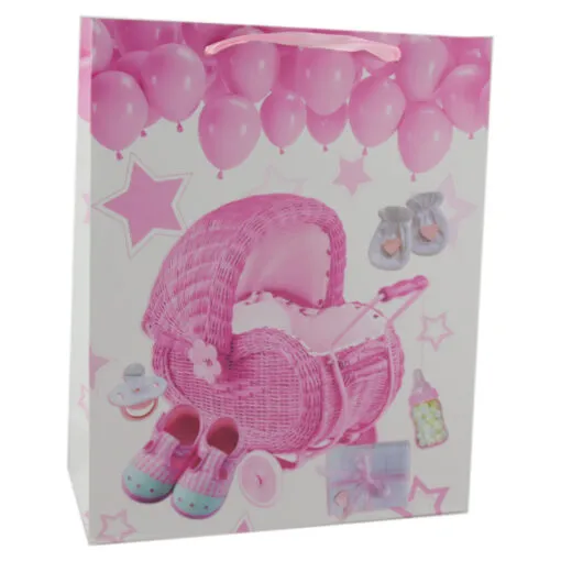 Punga cadou din hartie 26x32 CM - Nou nascuti baietei/fetita