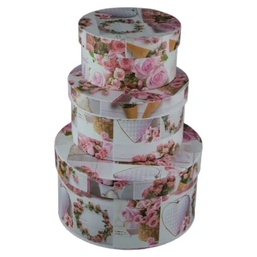 Set 3 cutii cadou rotunde cu capac 21 CM