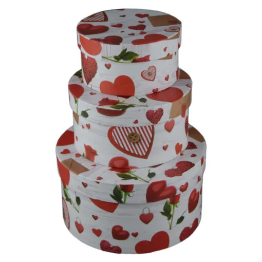Set 3 cutii cadou rotunde cu capac 21 CM