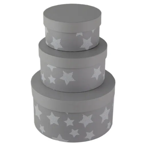 Set 3 cutii cadou rotunde cu capac 21 CM