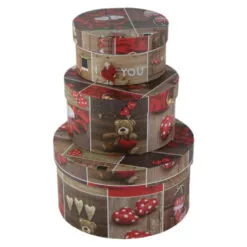 Set 3 cutii cadou rotunde cu capac 21 CM