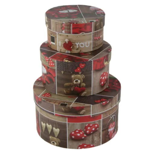 Set 3 cutii cadou rotunde cu capac 21 CM