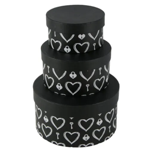 Set 3 cutii cadou rotunde cu capac 21 CM