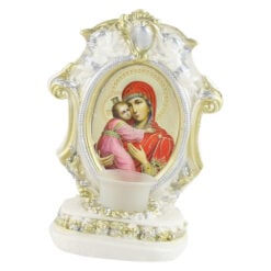 Candela din ipsos cu icoana Maria cu pruncul/Isus 18x23 CM
