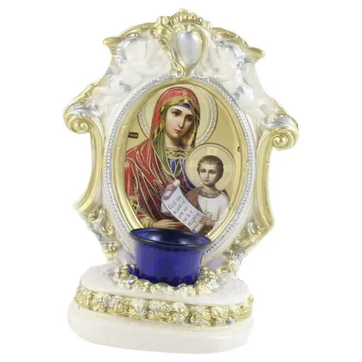 Candela din ipsos cu icoana Maria cu pruncul/Isus 18x23 CM