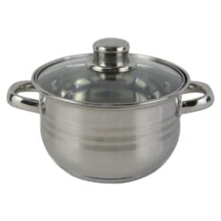 Oala inox cu capac din sticla 2 L