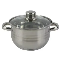 Oala inox cu capac din sticla 2 L