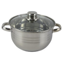Oala inox cu capac din sticla 2.5 L