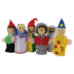 Set 6 marionete pentru degete din panza si lemn 12 CM