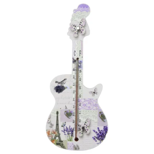 Termometru din lemn Chitara 26 CM Lavanda