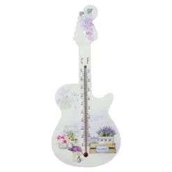 Termometru din lemn Chitara 26 CM Lavanda