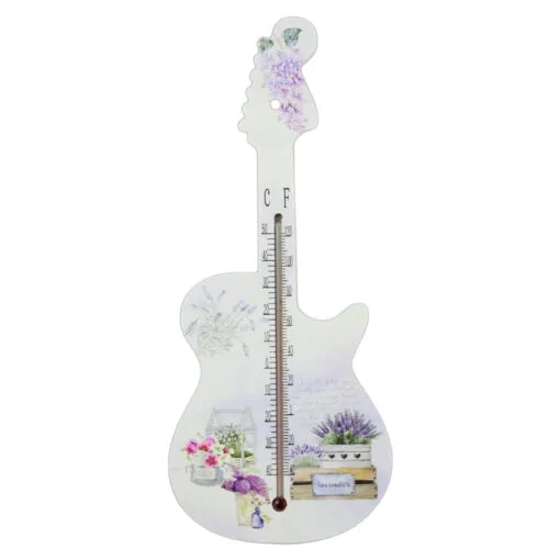 Termometru din lemn Chitara 26 CM Lavanda